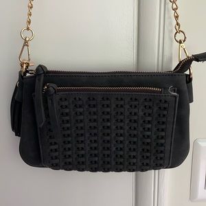 Black crossbody purse with cute gold chains